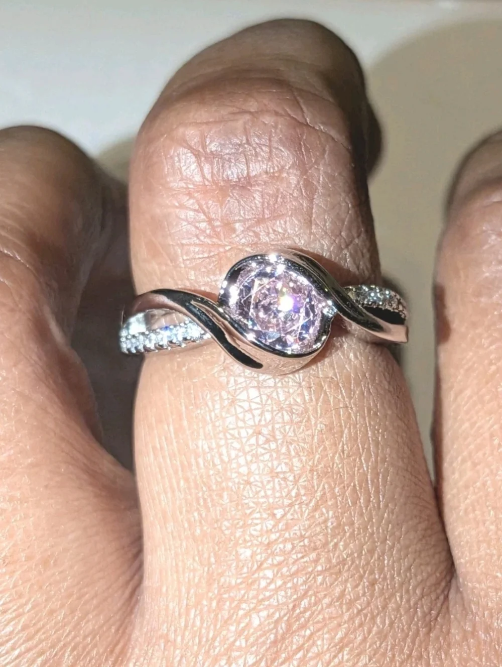 2Ct Round Cut Lab Created Pink Sapphire Minimalist Ring 14K White Gold Plated